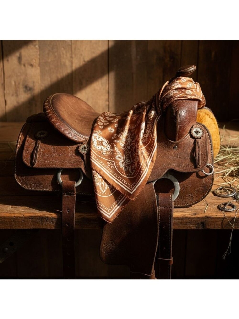 Caramel Brown Satin Paisley Scarf Bandana 26x26 Western Cowgirl Wild Rag - Picture 5 of 8